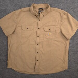 Carhartt Shirt Mens 3XL Light Brown Loose Fit Midweight Chambray Workwear Casual